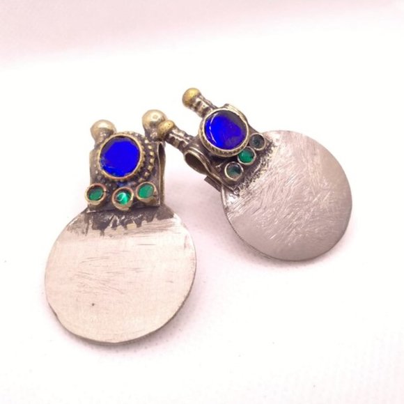 Vintage Afghan Coins Style Earrings, Tribal Earrings,Traditional HandmadeJewelry - Picture 2 of 3